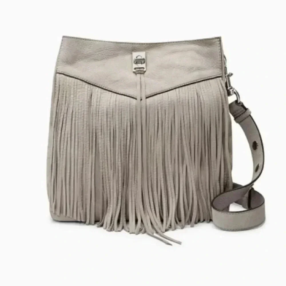 Rebecca Minkoff Grey Darren Shoulder Bag With Fringe